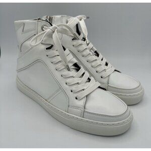 Zadig & Voltaire Sz 38 Shoes High Flash White Leather Hi-Top Sneakers Luxury new